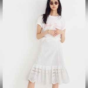Madewell Eyelet Midi Skirt, size 4, great used condition.